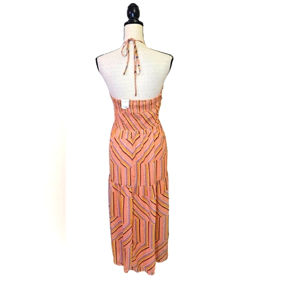 ECLAIR Orange Multi-Color Pattern Halter Sleeveless Midi Dress,X-Large,NWT - Picture 3 of 16